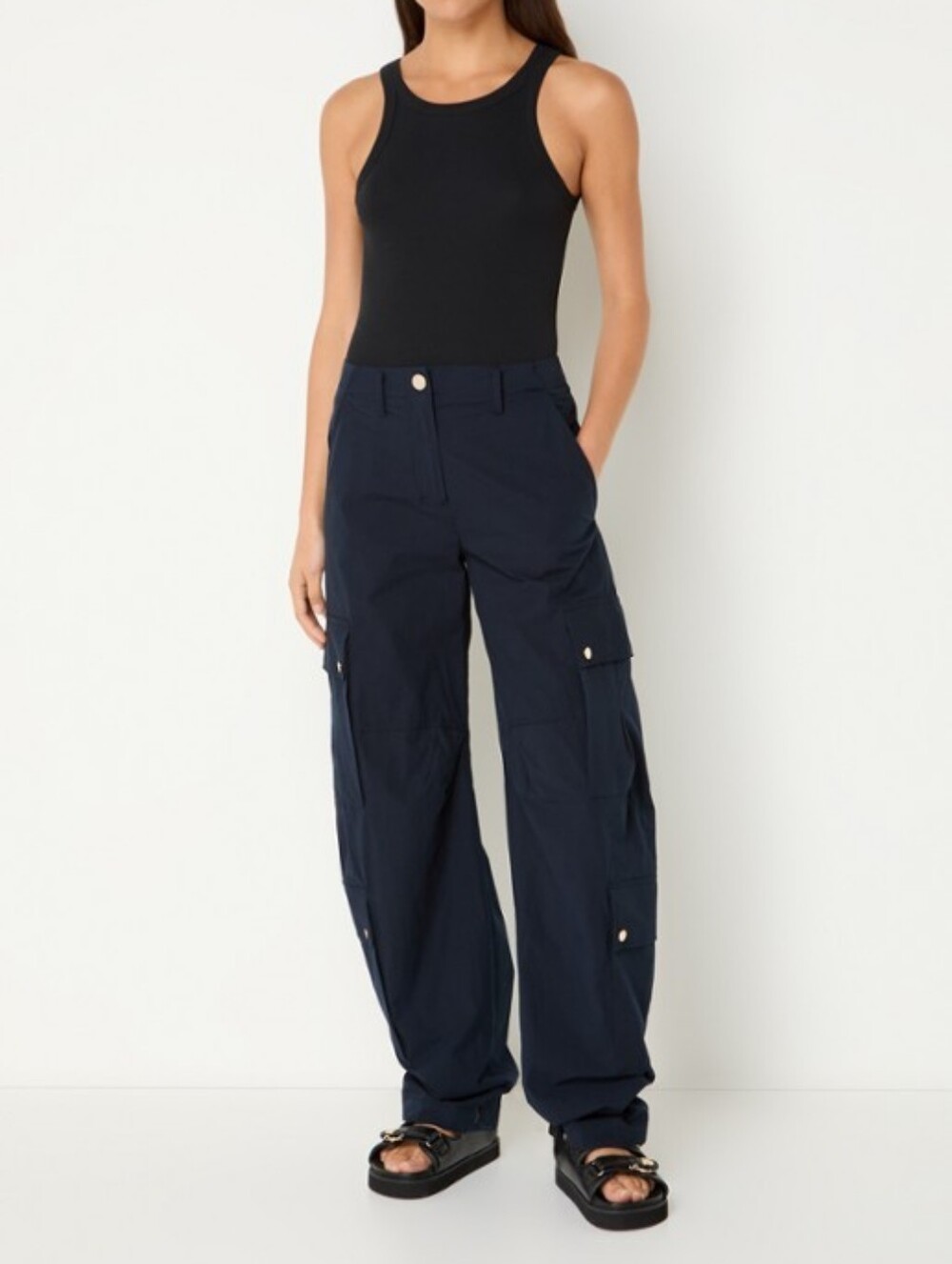 Maje Navy Wide-Leg Cargo Pants Size M(38) In EUC